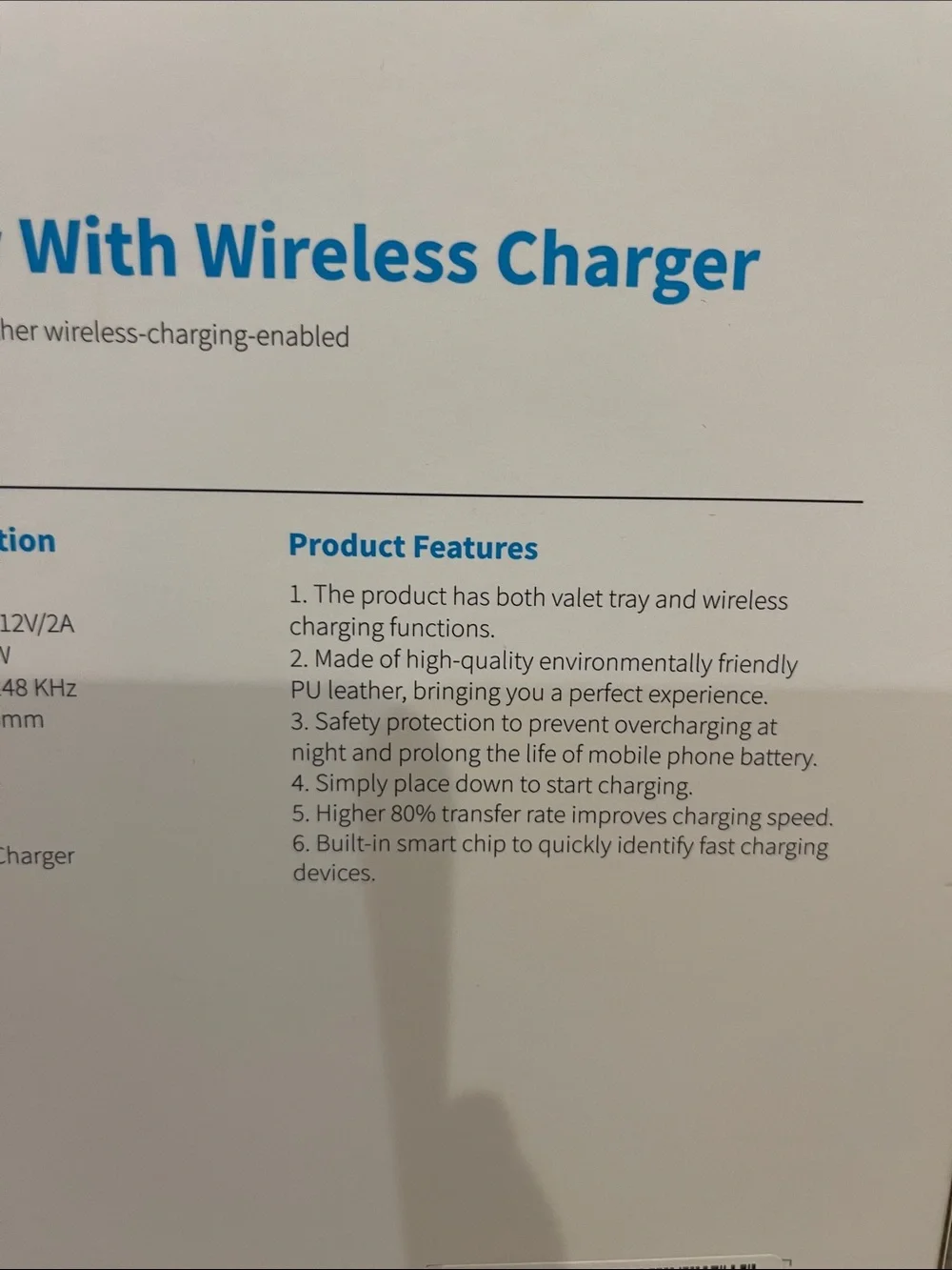Valet Tray with Wireless Charger - Black and Gray